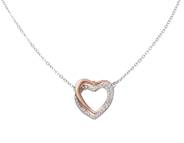Two Hearts Joined Pendant Necklace with Customized Card and LED Lighted Display Gift Box